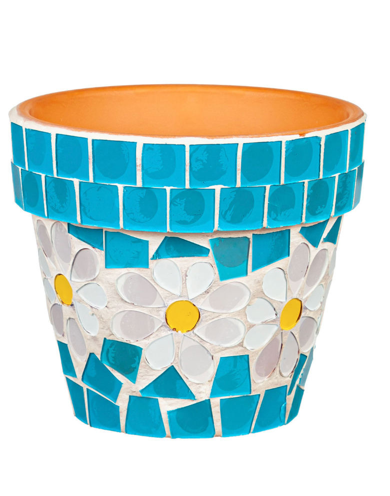 Mosaic flower pot, plant container, indoor herb planter, outdoor
