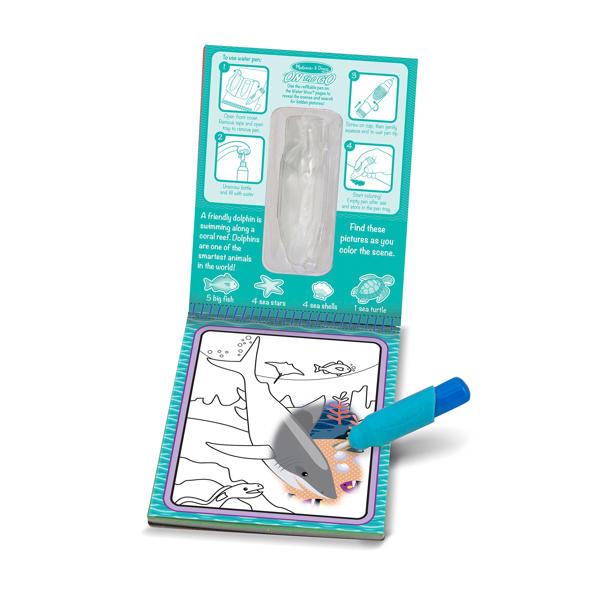 Melissa & Doug On the Go Water Wow! Reusable Water-Reveal Activity Pad - Under the Sea - FSC Certified