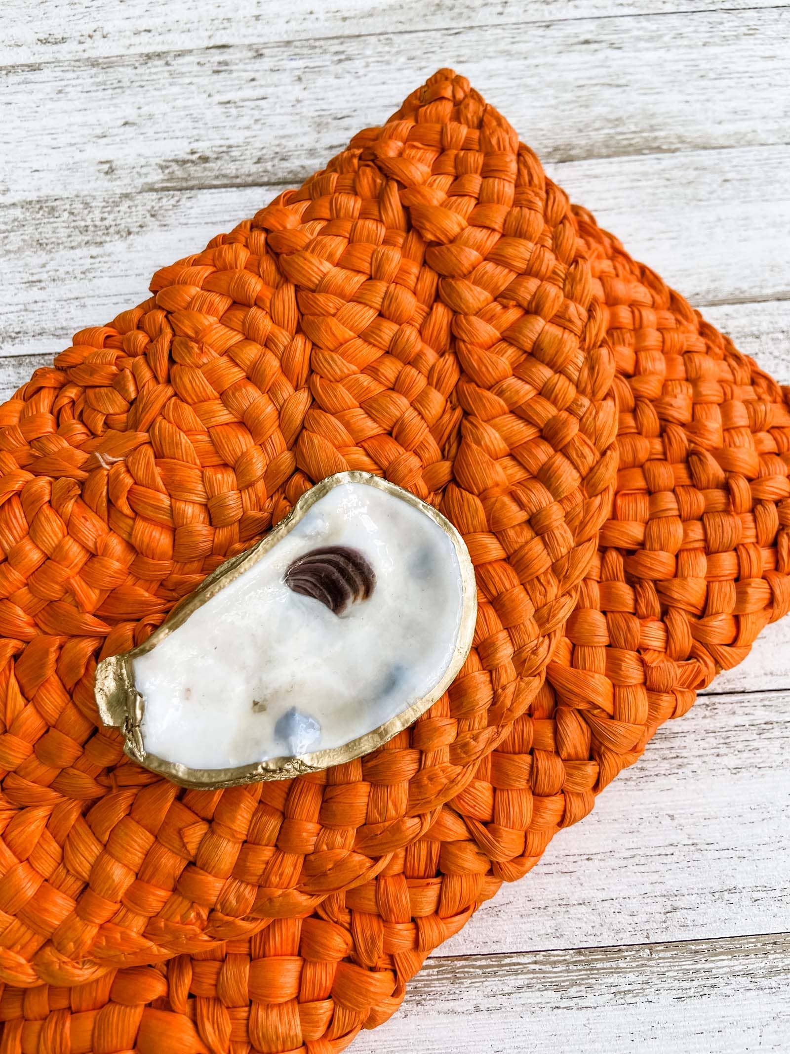 Multi-Colored Oyster Shell Clutch