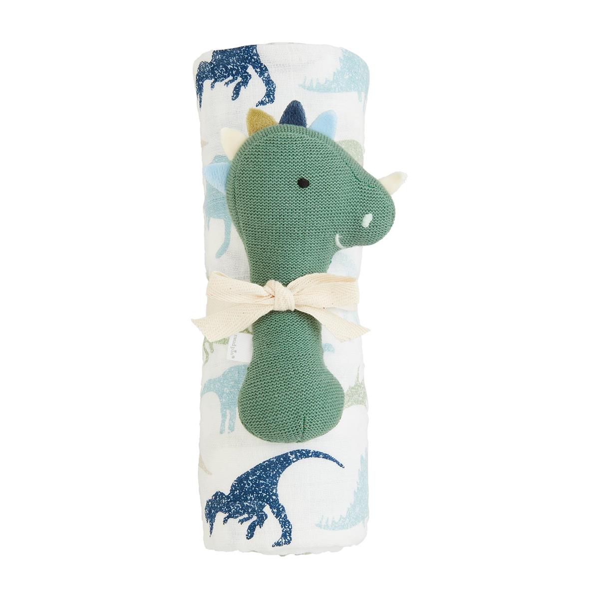 Dino Swaddle & Rattle Set BY MUD PIE - A. Dodson's