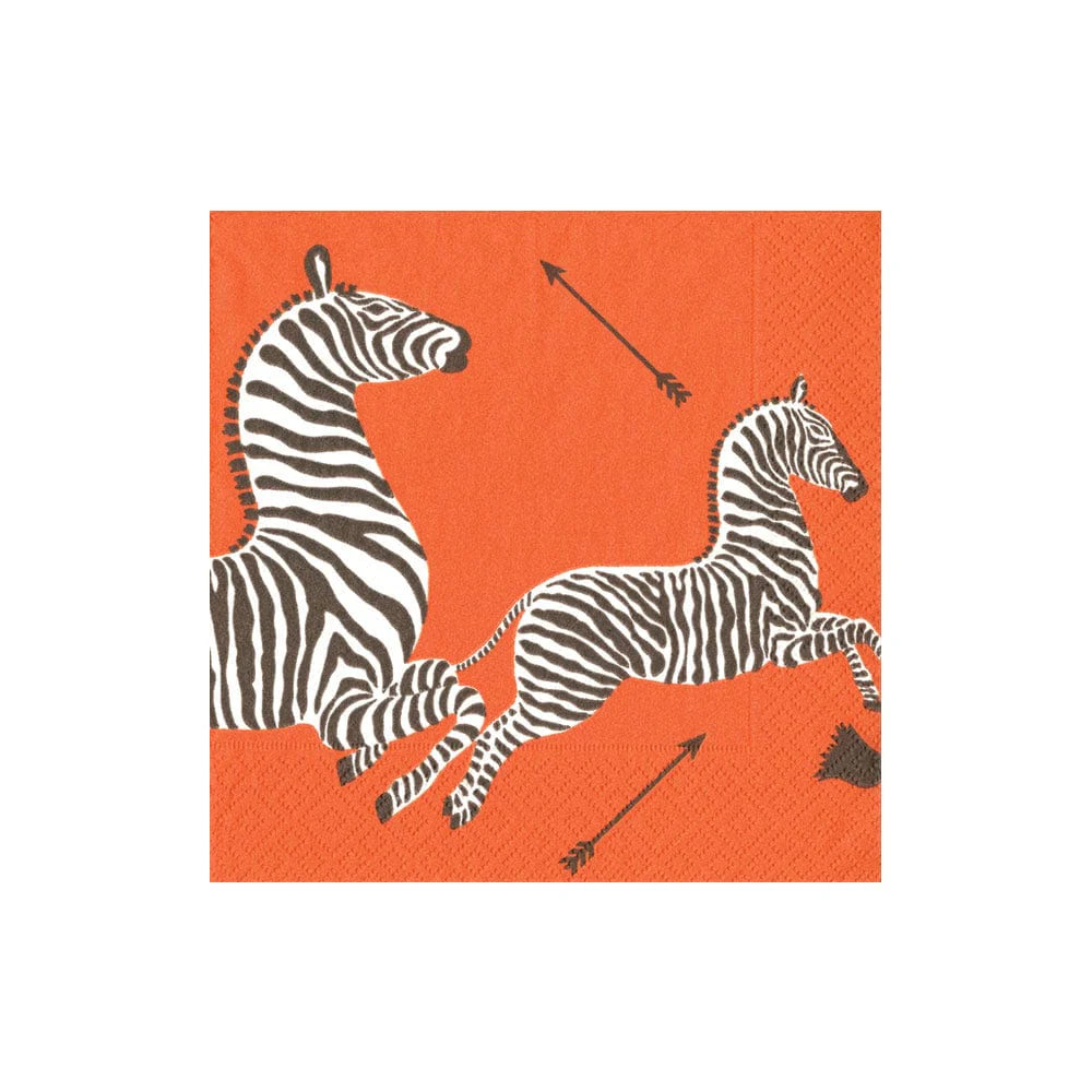 ZEBRAS ORANGE - NAPKIN COCKTAIL