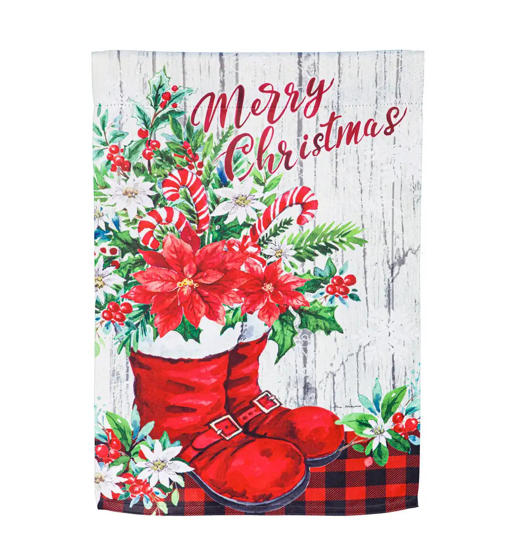 Santa's Boot Suede Garden Flag - A. Dodson's