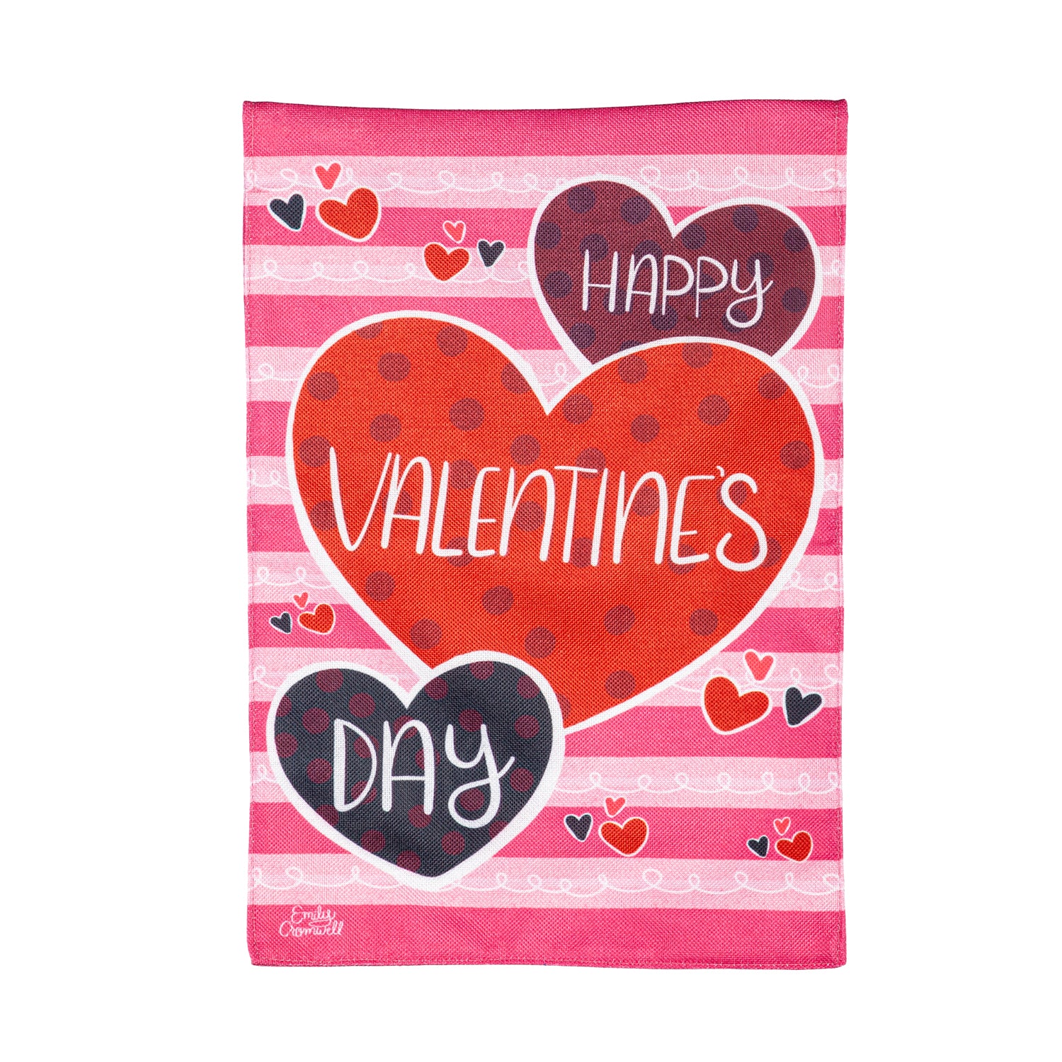 Happy Valentine's Day Hearts Burlap Garden Flag - A. Dodson's