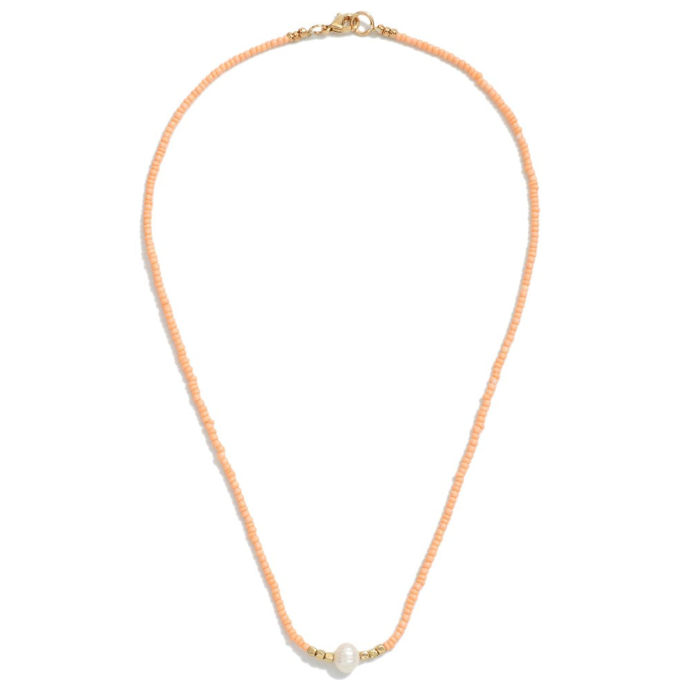 PEARL AND SEED BEAD NECKLACE - PEACH - A. Dodson's