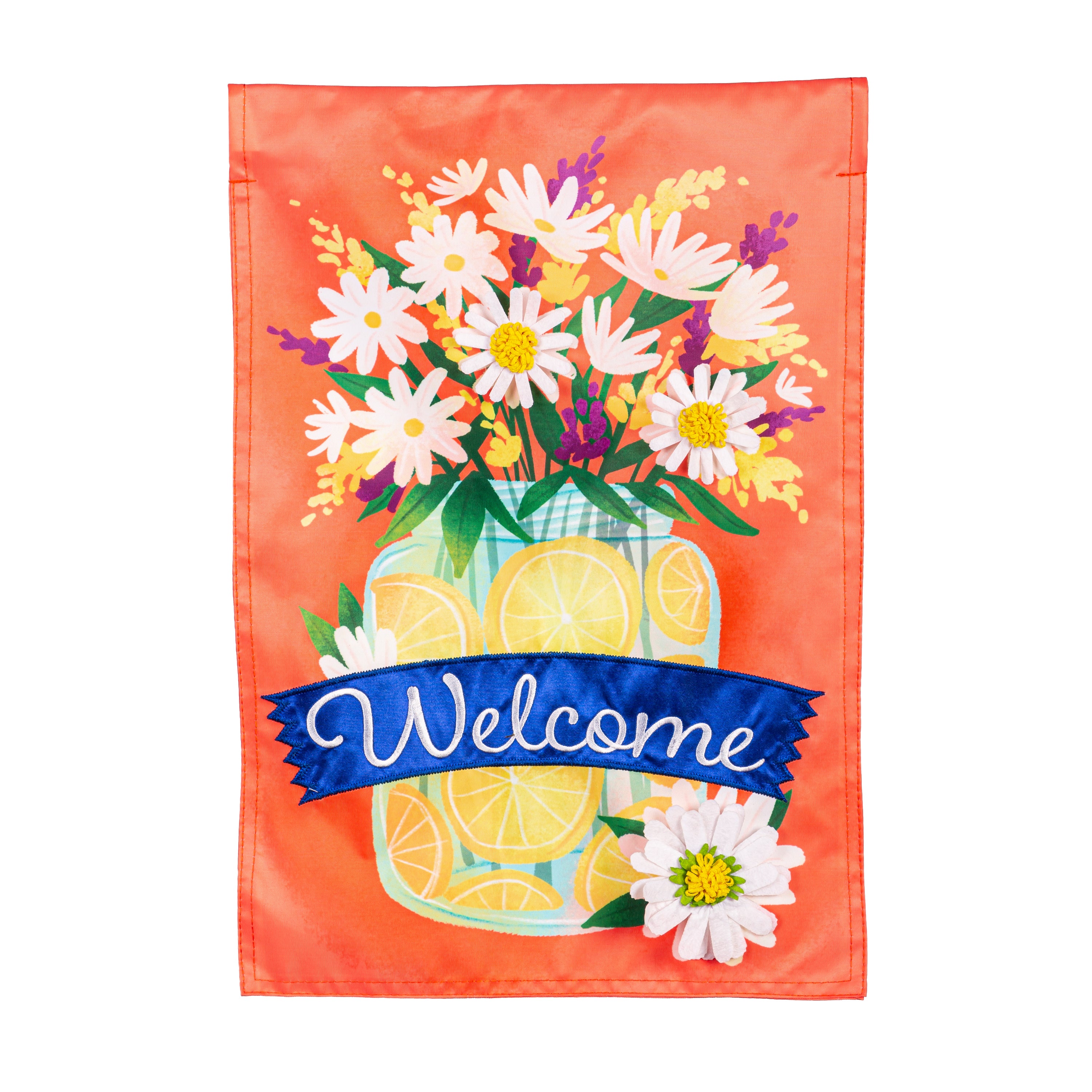 Jar of Lemons and Florals Applique Garden Flag - A. Dodson's