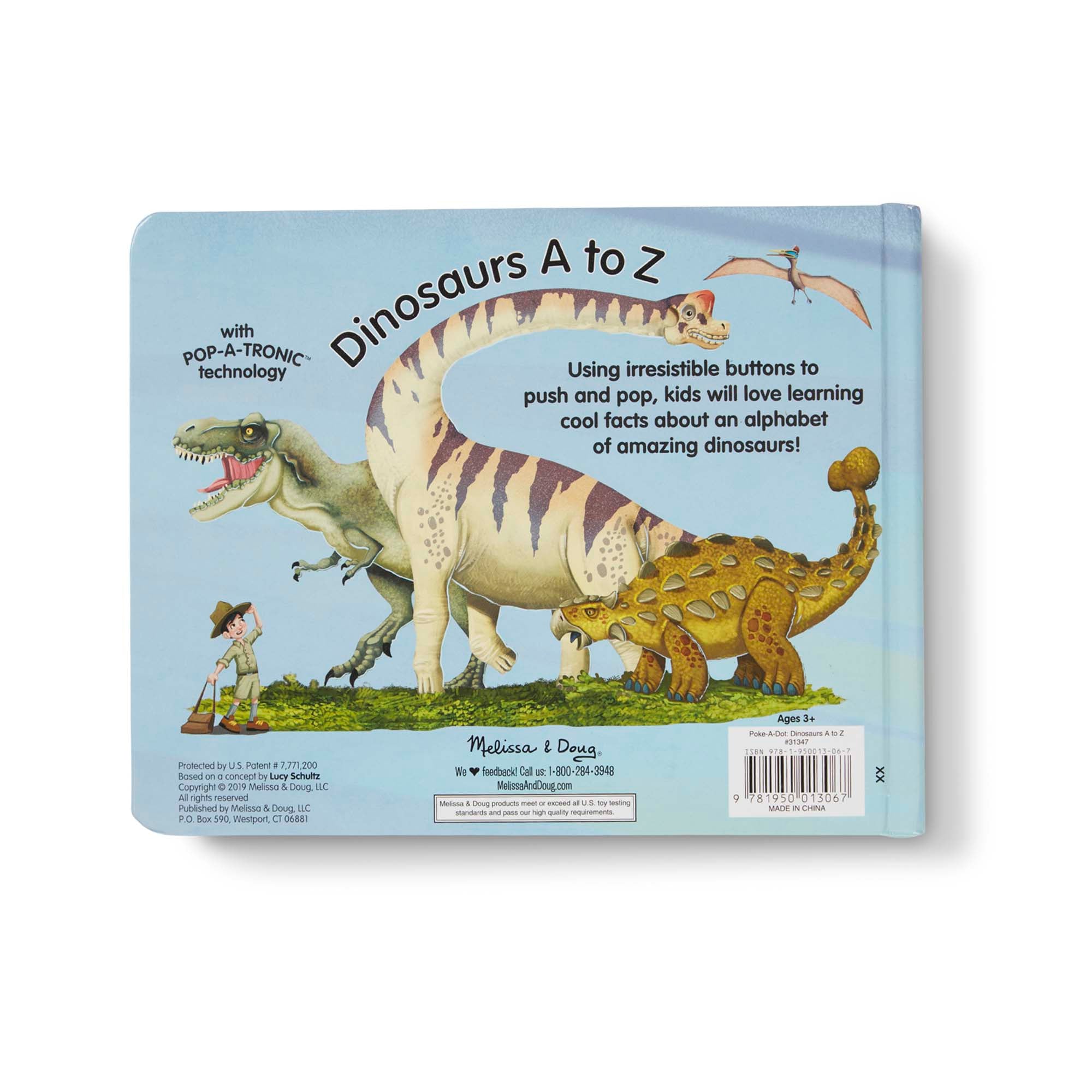 Melissa & Doug Children's Book - Poke-A-Dot: Dinosaurs A to Z (Board Book with Buttons to Pop) - FSC Certified