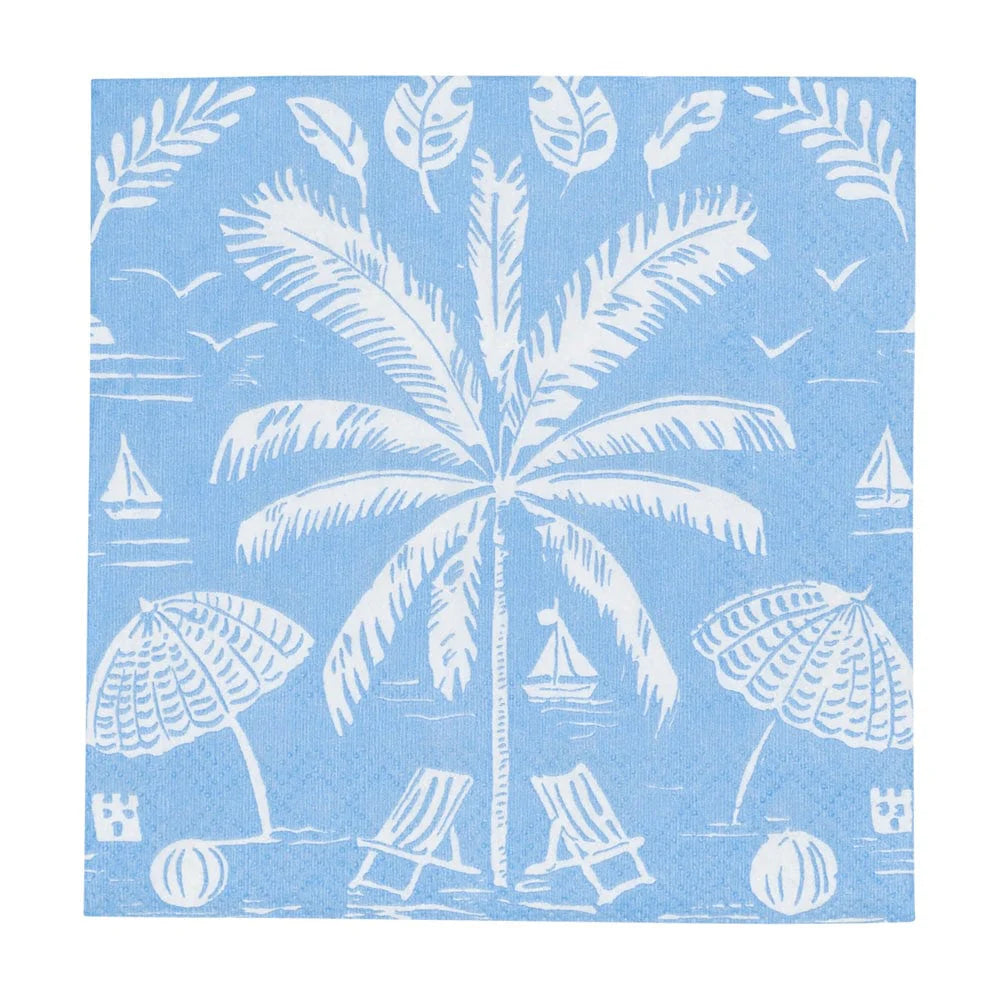 PALMS AND PARASOLS OCEAN - NAPKIN COCKTAIL