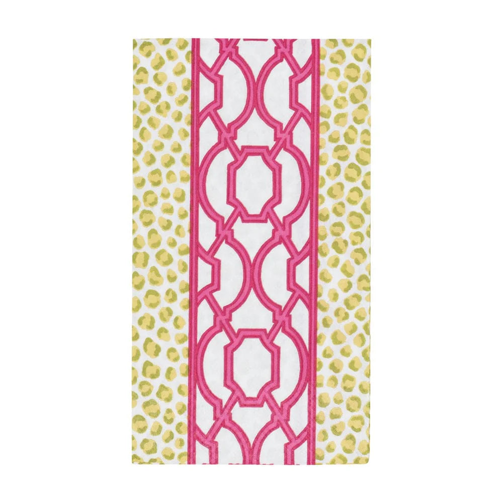 KNOTS AND SPOTS GREEN/FUCHSIA - GUEST TOWEL