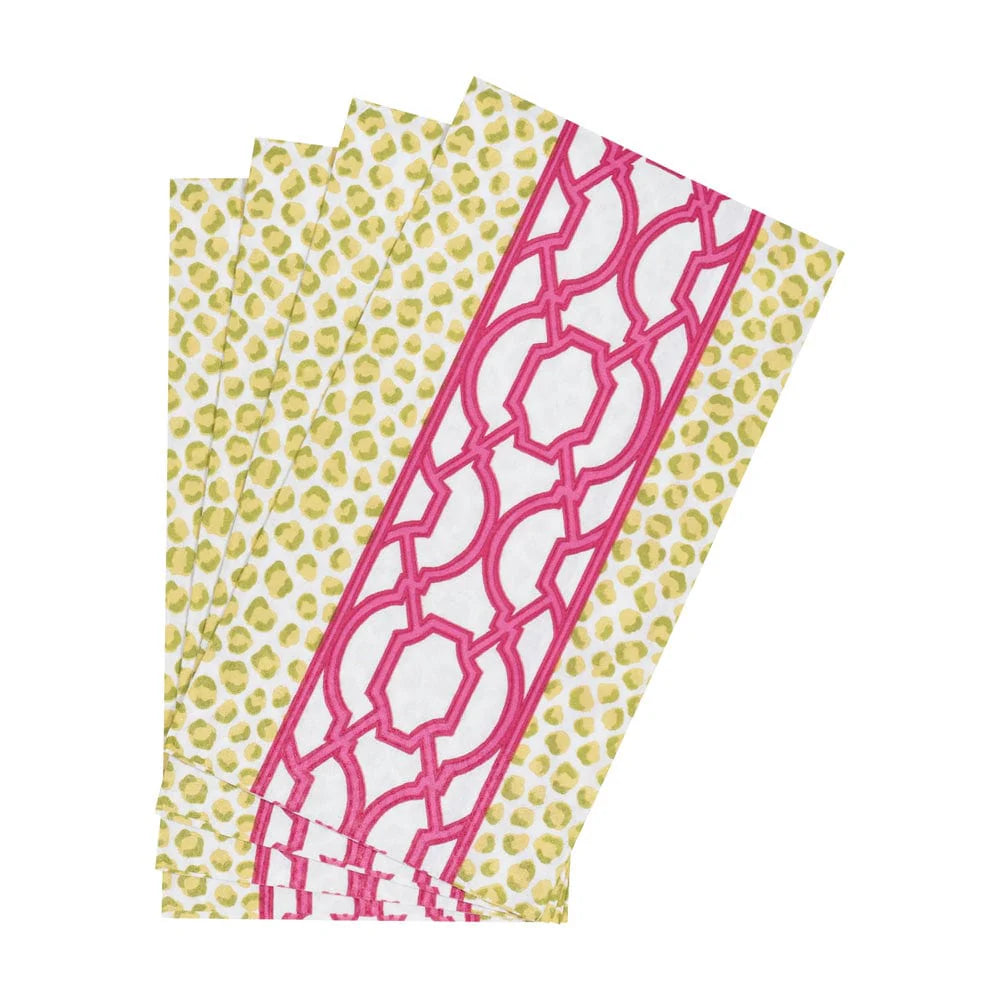 KNOTS AND SPOTS GREEN/FUCHSIA - GUEST TOWEL