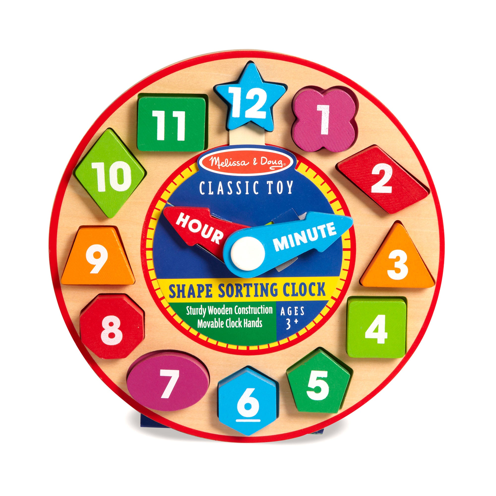 Melissa & Doug Shape Sorting Clock - Wooden Educational Toy