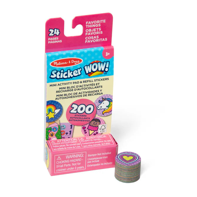 Melissa & Doug Sticker Sticker WOW!® Mini Activity Pad & Refill Stickers - Favorite Things (200+ Stickers, Stamper Not Included)