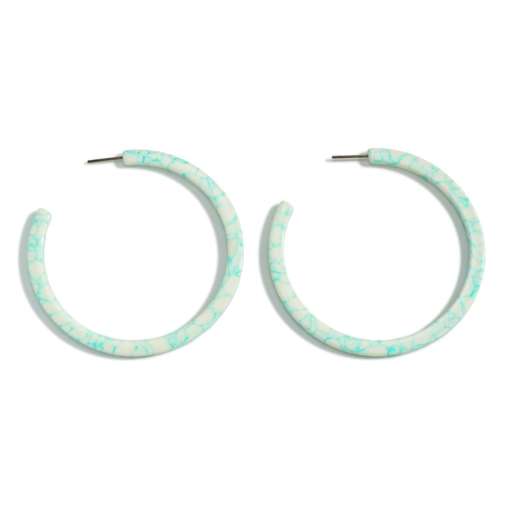 MARBLED GREEN HOOP EARRINGS - A. Dodson's