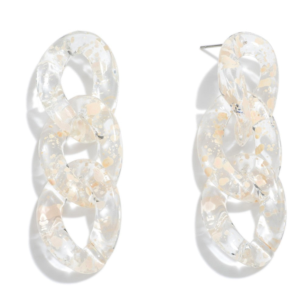 CLEAR AND NATURAL LINK ACRYLIC EARRINGS - A. Dodson's