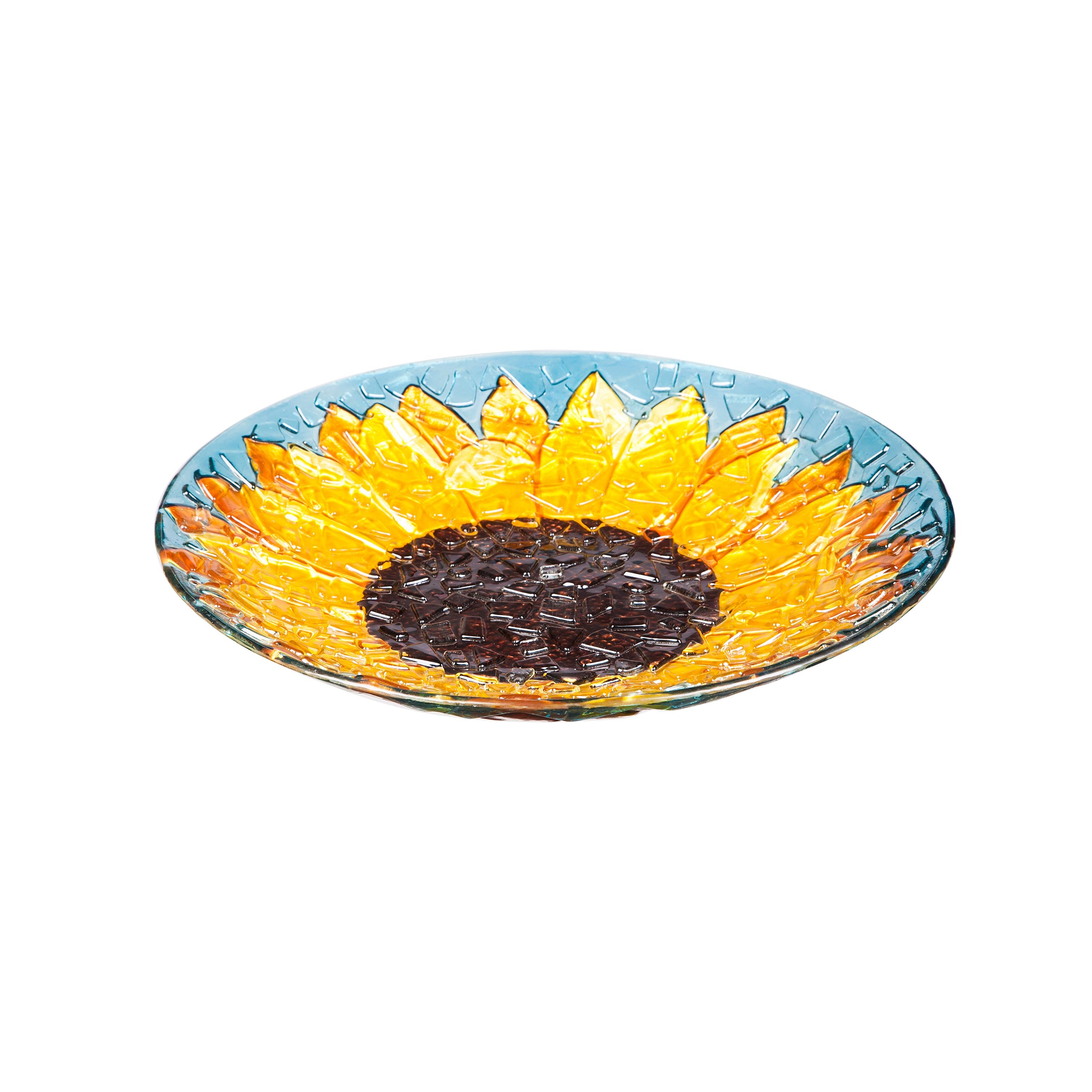 Sunfower 18" Bird Bath with Crushed Glass Look