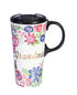 Floral 17 oz. Ceramic Travel Cup in Gift Box, Grandma - A. Dodson's