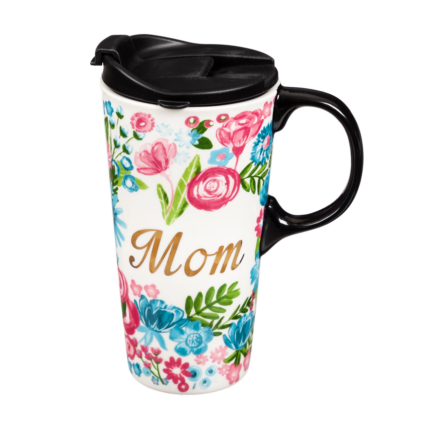 Floral 17 oz. Ceramic Travel Cup in Gift Box, Mom - A. Dodson's