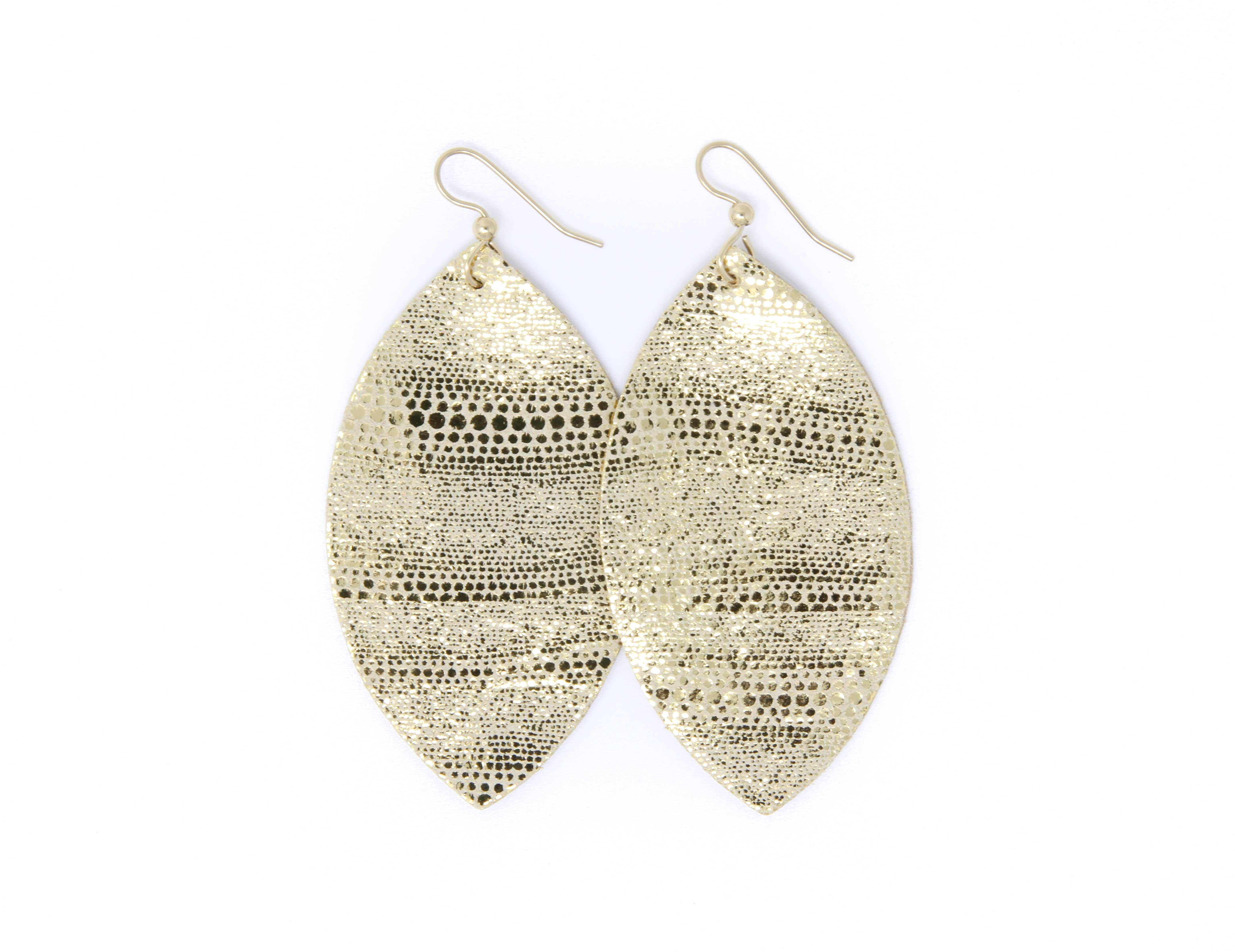 Luna Gold Leather Earrings