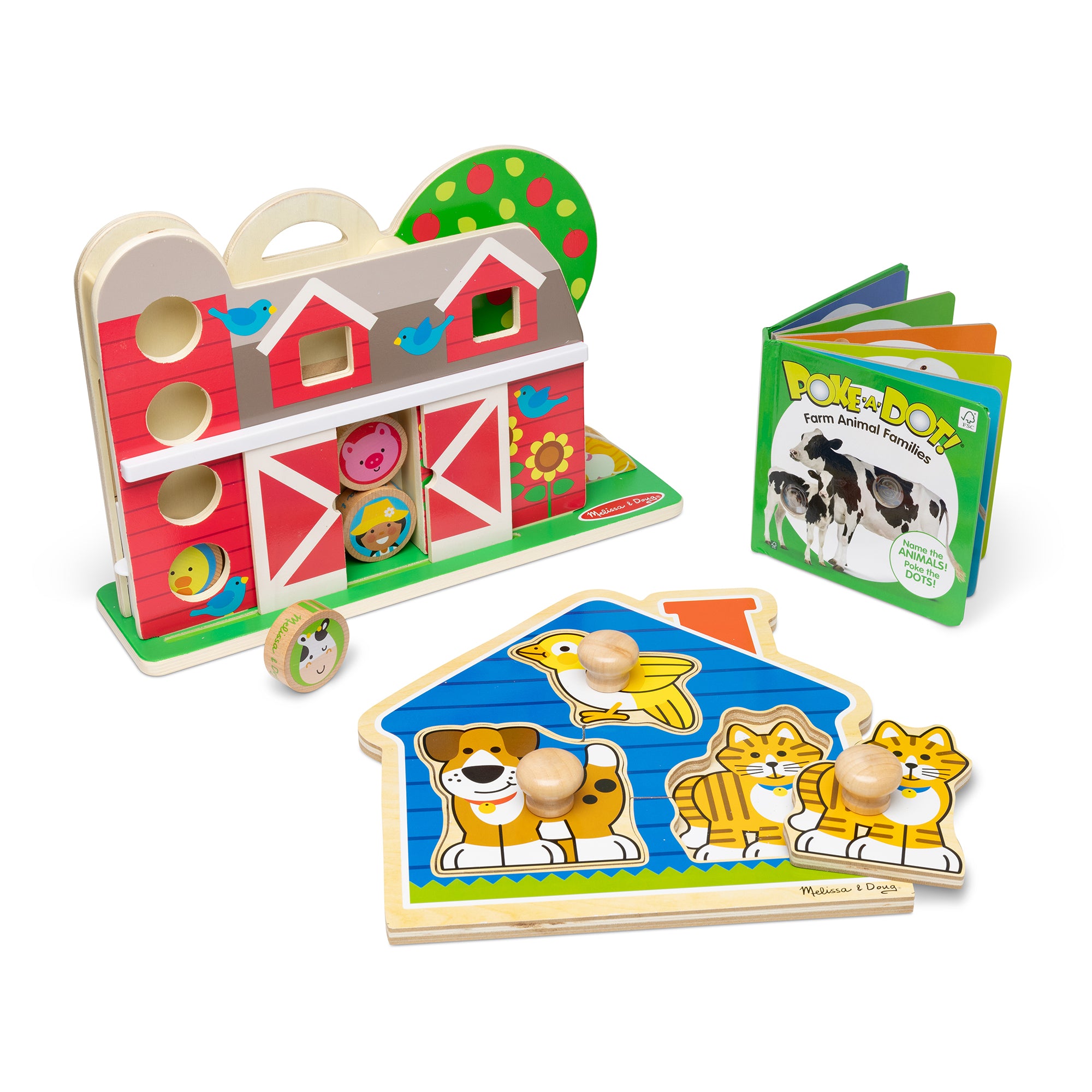 Melissa & Doug GO Tots Wooden Barnyard Tumble with 4 Disks - FSC Certified