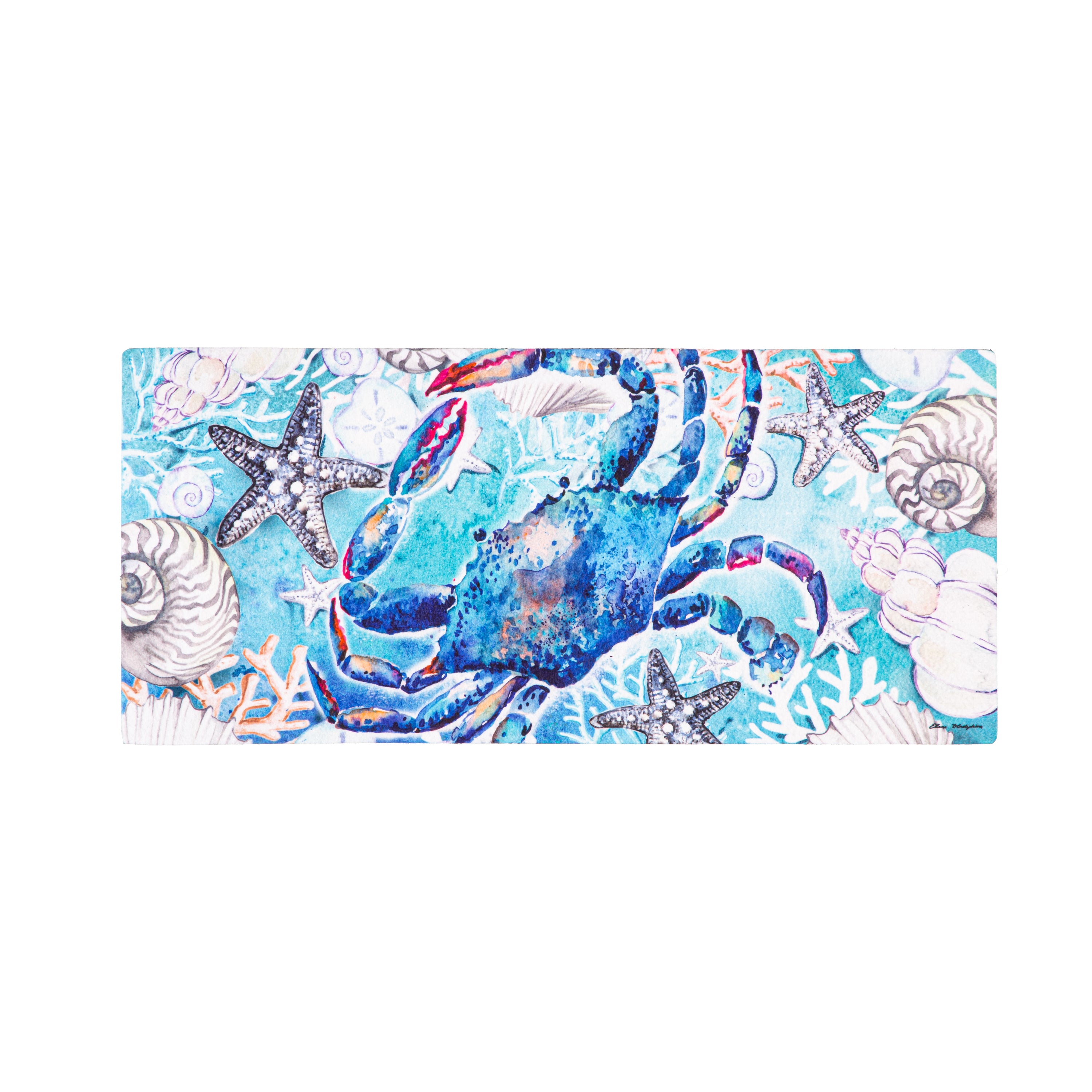 White Shells and Blue Crab Sassafras Switch Mat - A. Dodson's