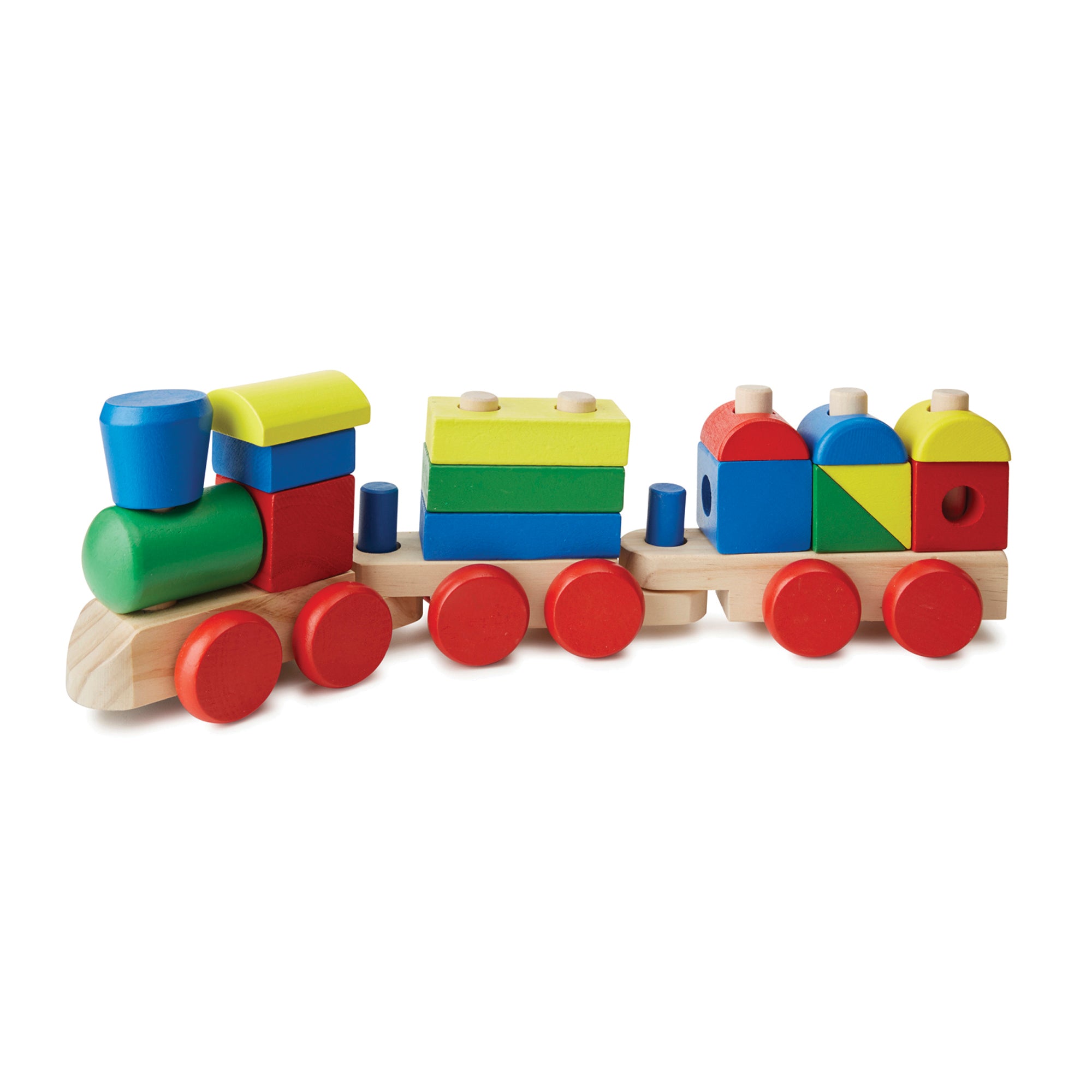 Melissa & Doug Wooden Stacking Train Learning Toy Vehicle With 18 Connecting Pcs