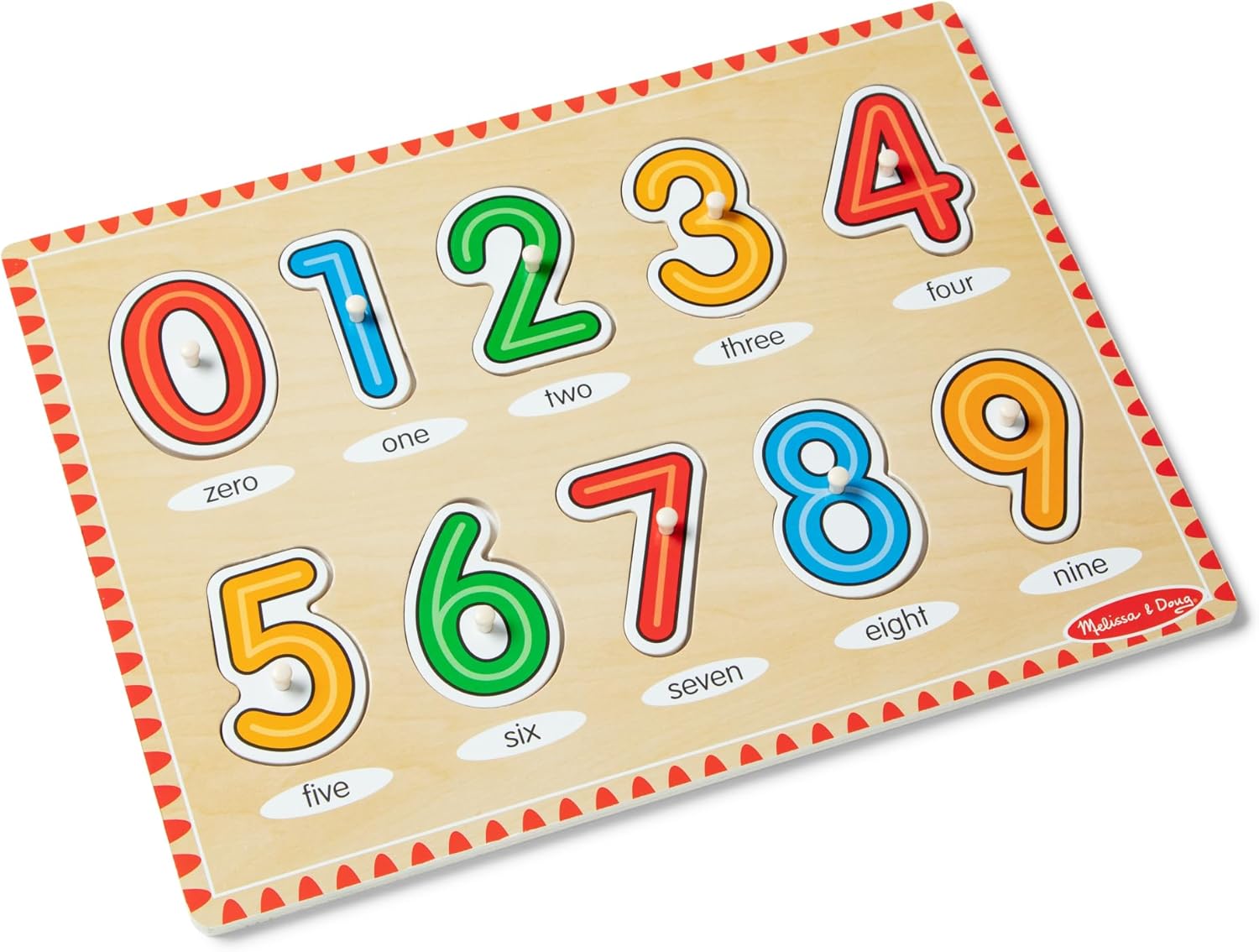 Melissa & Doug Lift & See Numbers Wooden Peg Puzzle - 10 Pieces