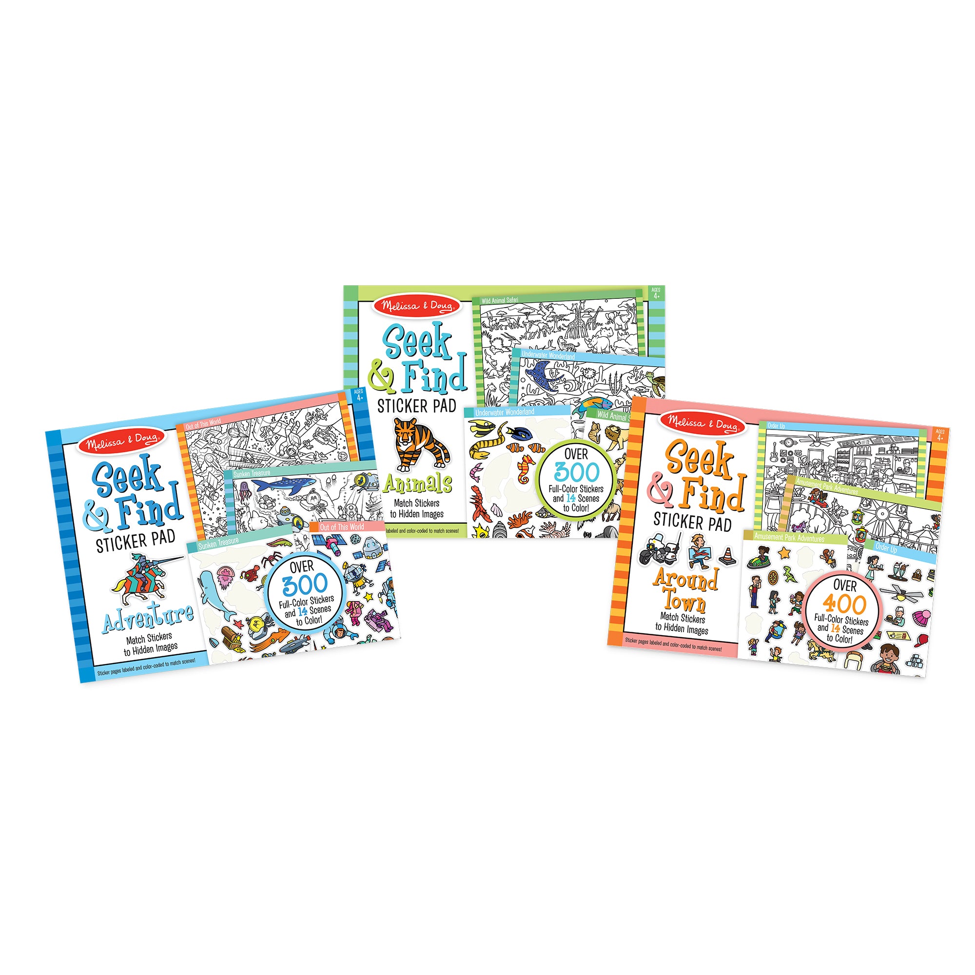 Melissa & Doug Seek and Find Sticker Pad, Animals (400+ Stickers, 14 Scenes to Color) - FSC Certified