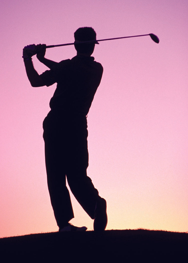 GOLFER AT SUNSET CARD - A. Dodson's