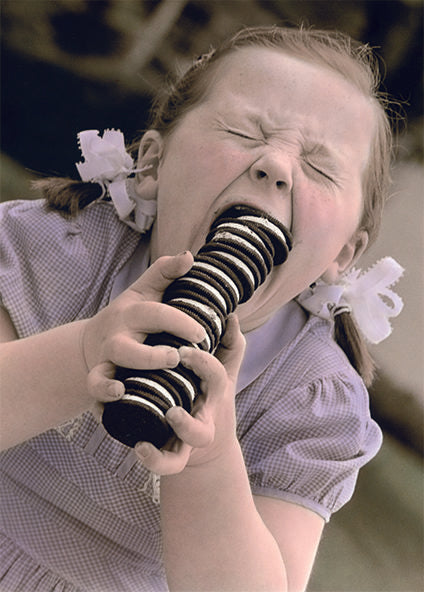 LITTLE GIRL EATING OREO COOKIES CARD - A. Dodson's