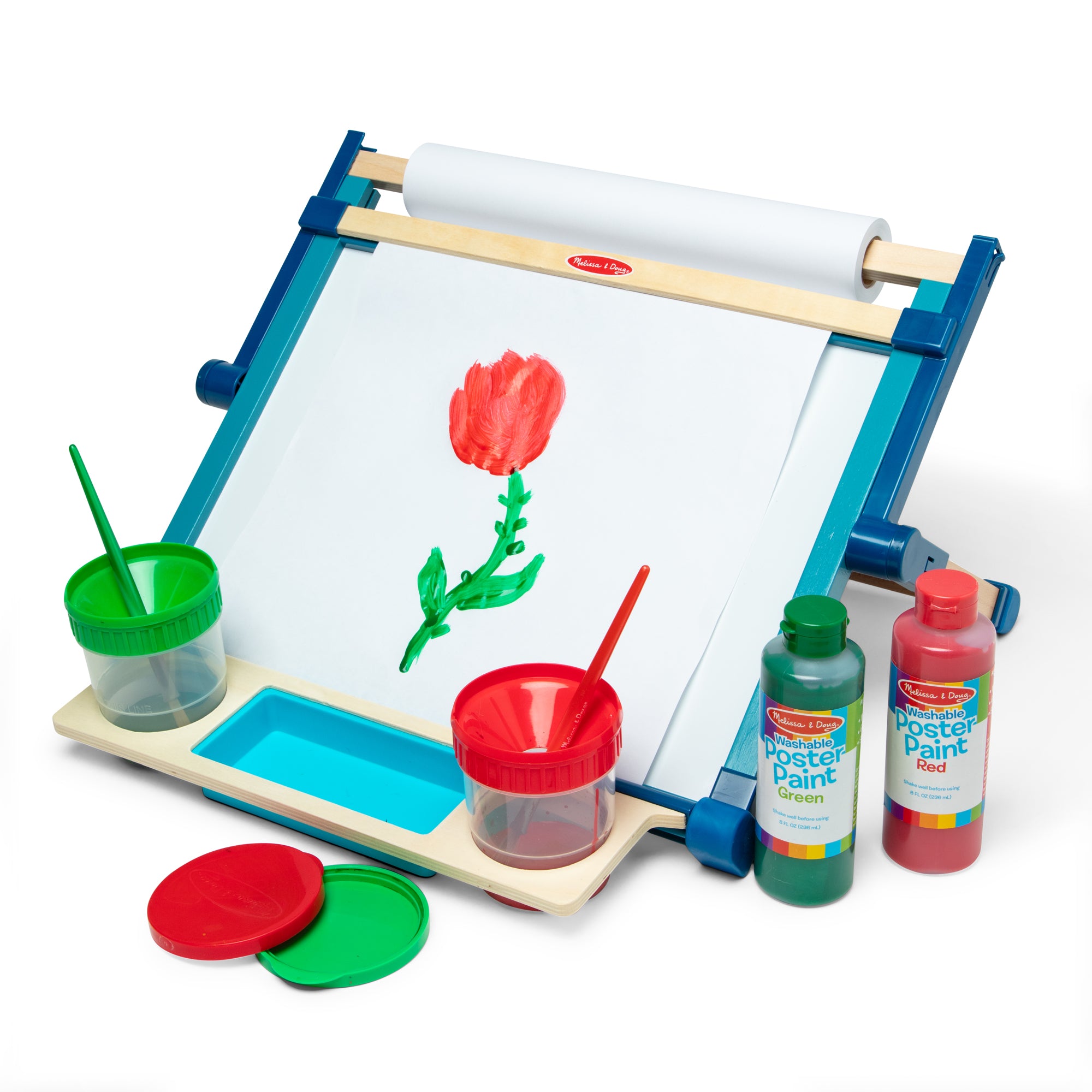 Melissa & Doug Double-Sided Magnetic Tabletop Art Easel - Dry-Erase Board and Chalkboard - FSC Certified