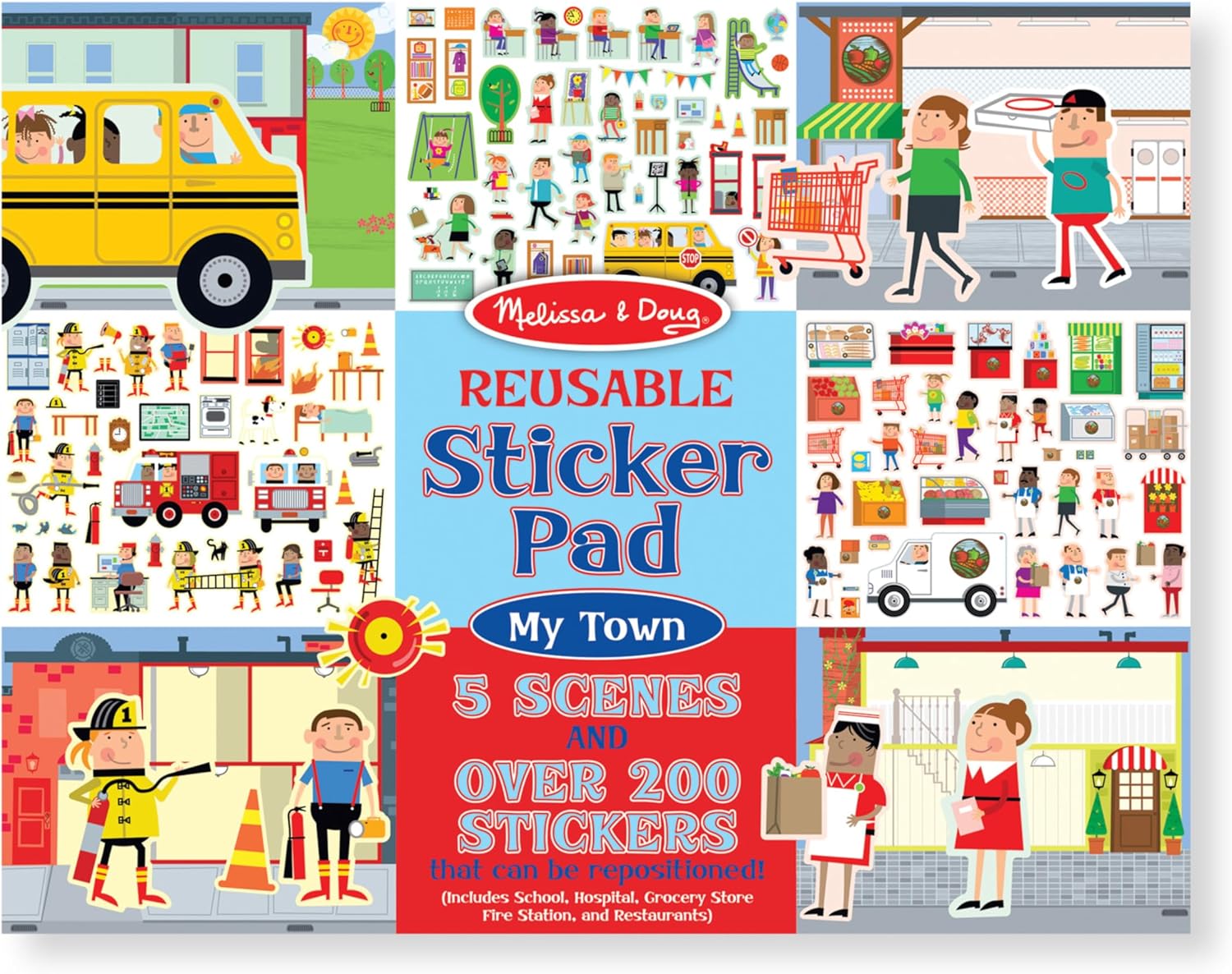 Melissa & Doug Reusable Sticker Pad: My Town - 200+ Reusable Stickers