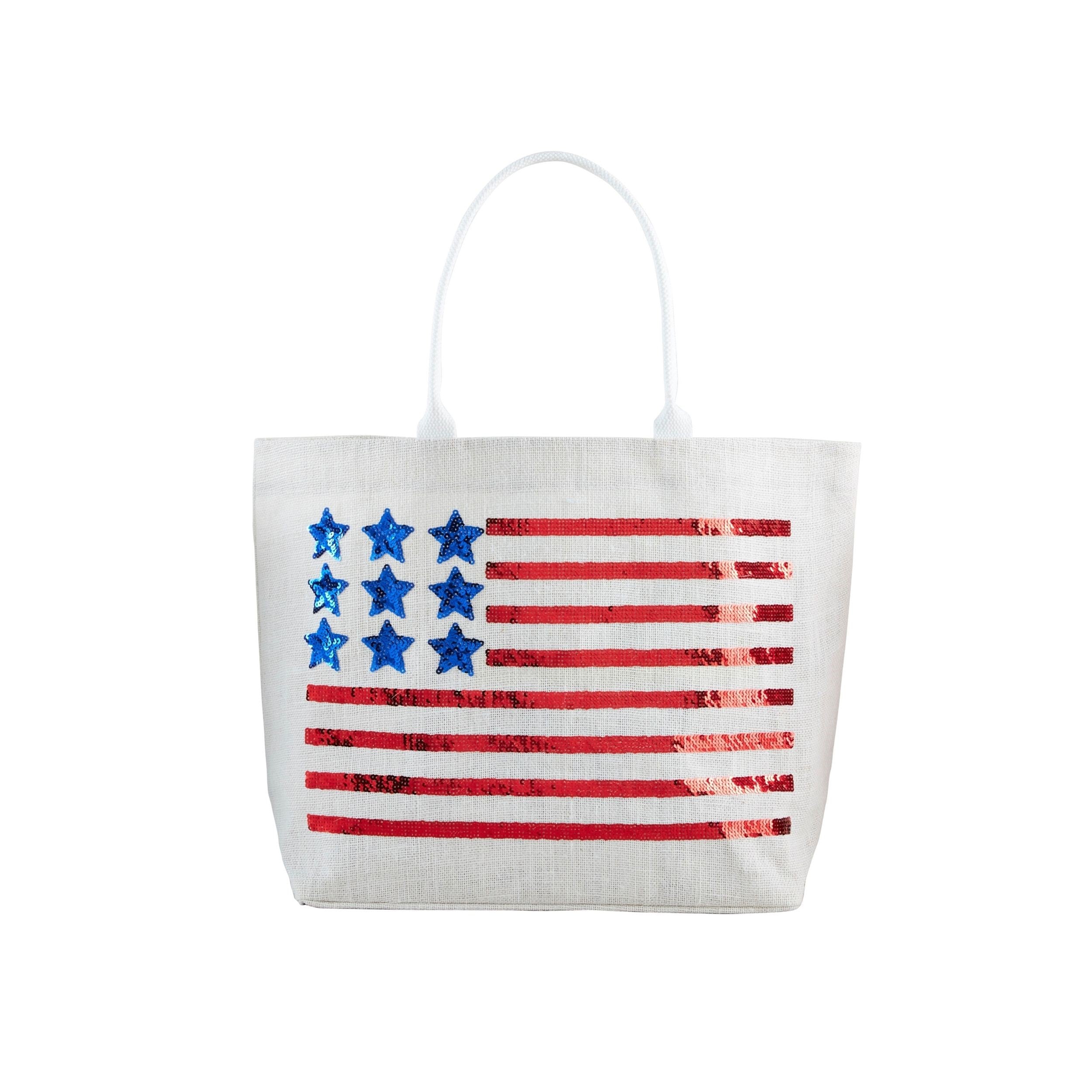 4th Of July Sparkle Tote White By Mud Pie