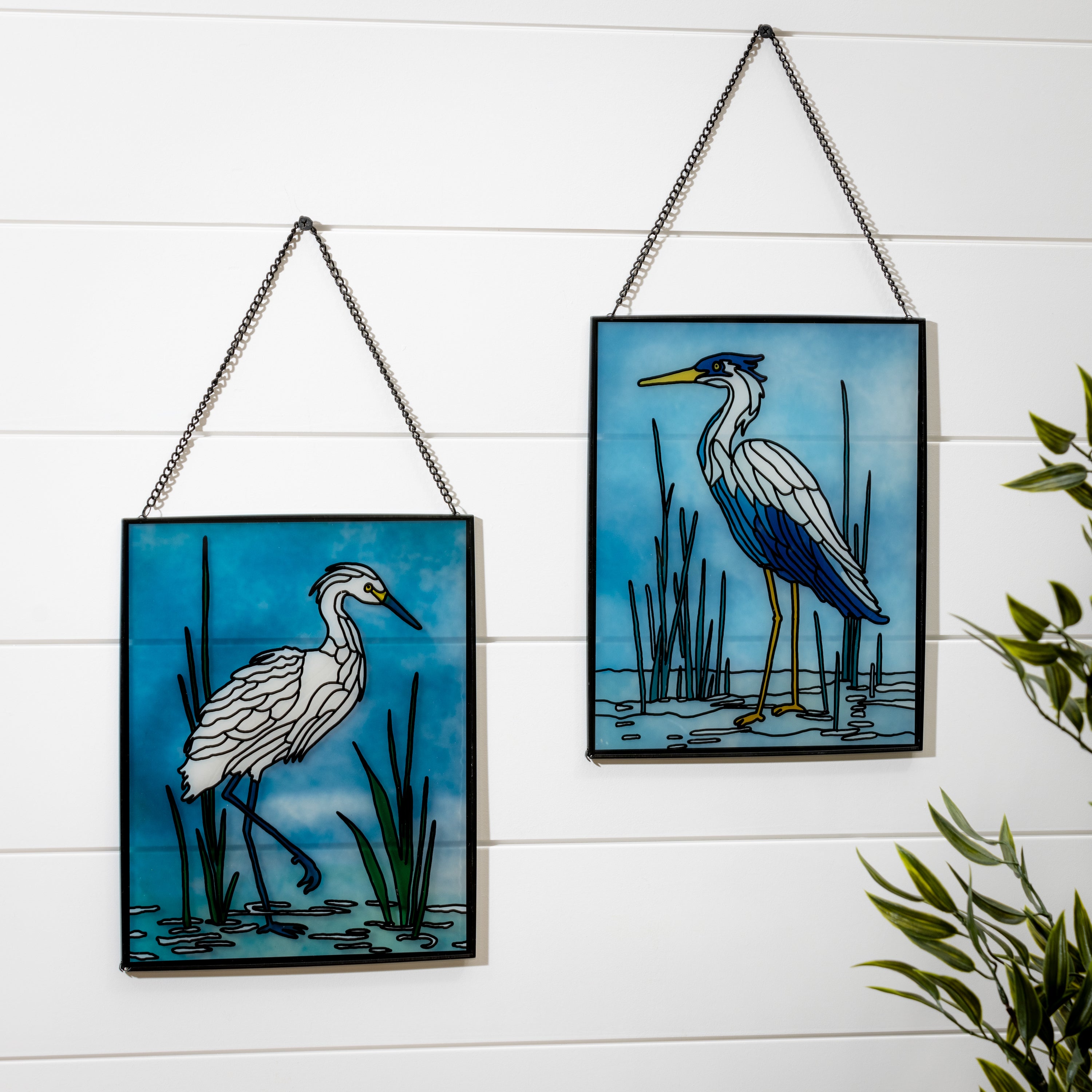 Coastal Bird Stained Glass Wall Décor, 8" L x 10" H