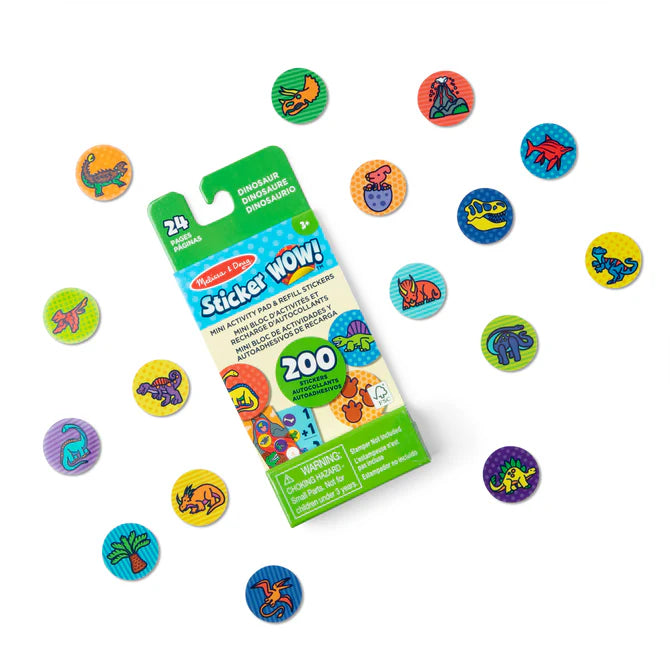 Melissa & Doug Sticker Sticker WOW!® Mini Activity Pad & Refill Stickers - Dinosaur (200+ Stickers, Stamper Not Included)