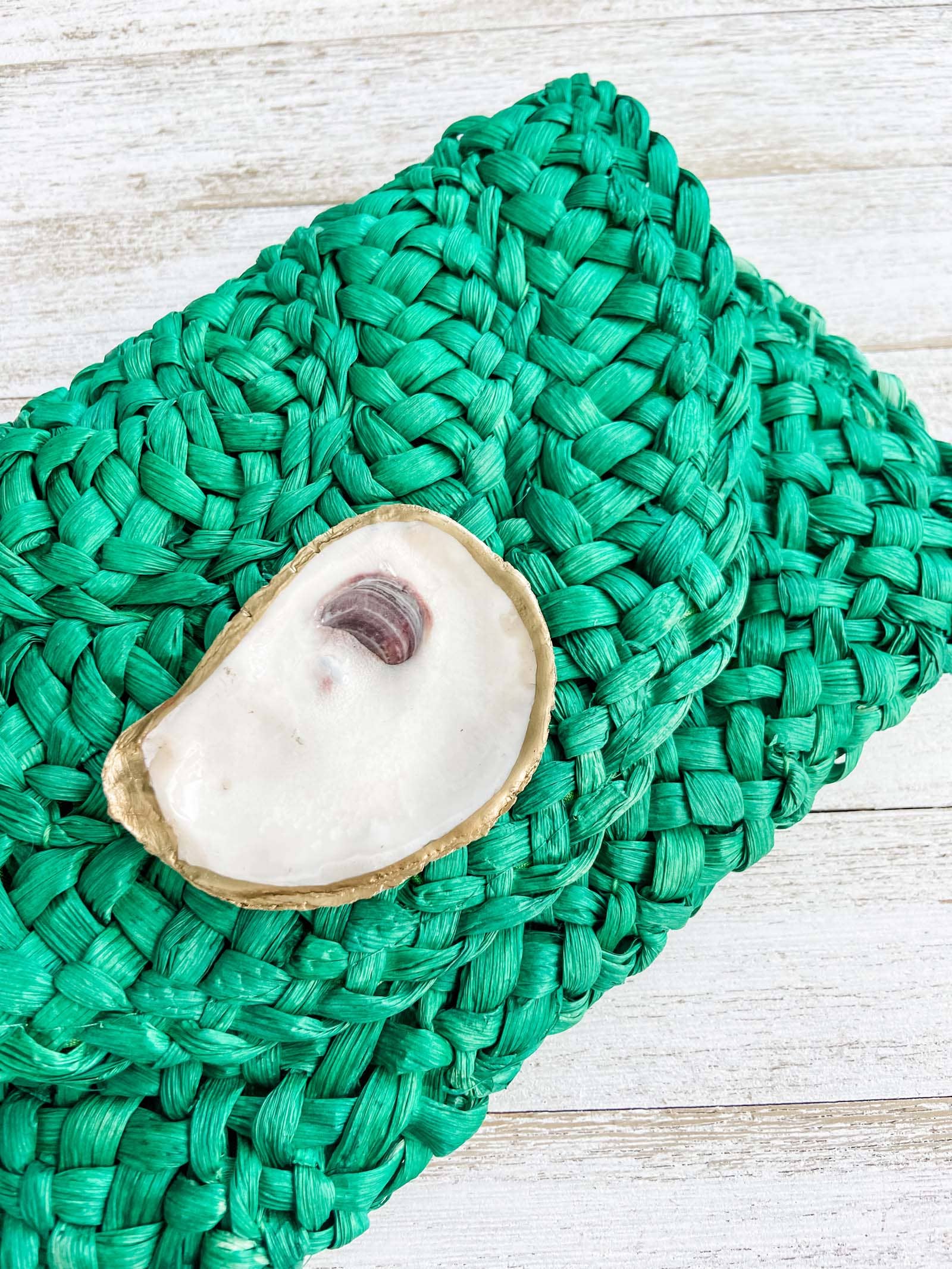 Multi-Colored Oyster Shell Clutch