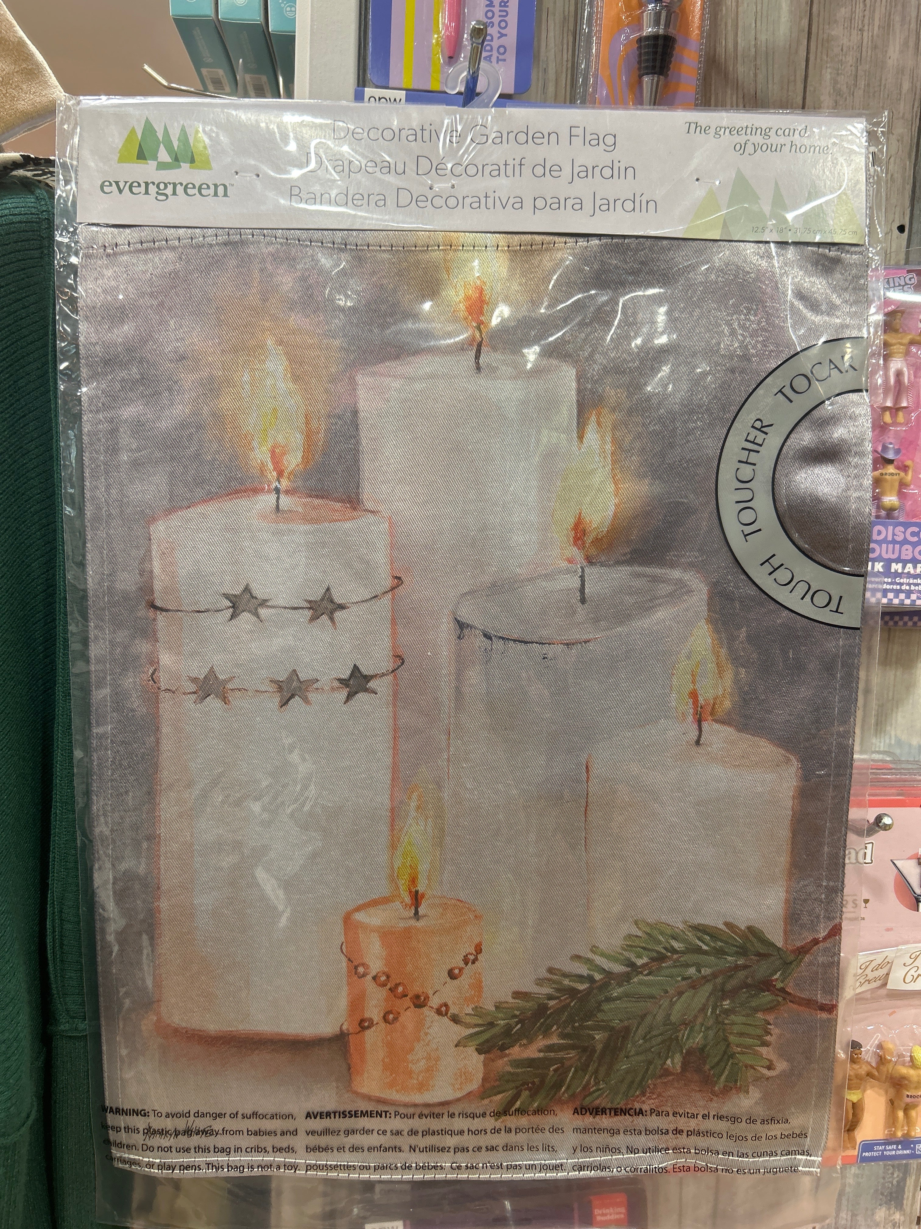 Candle and Holly Lustre Garden Flag