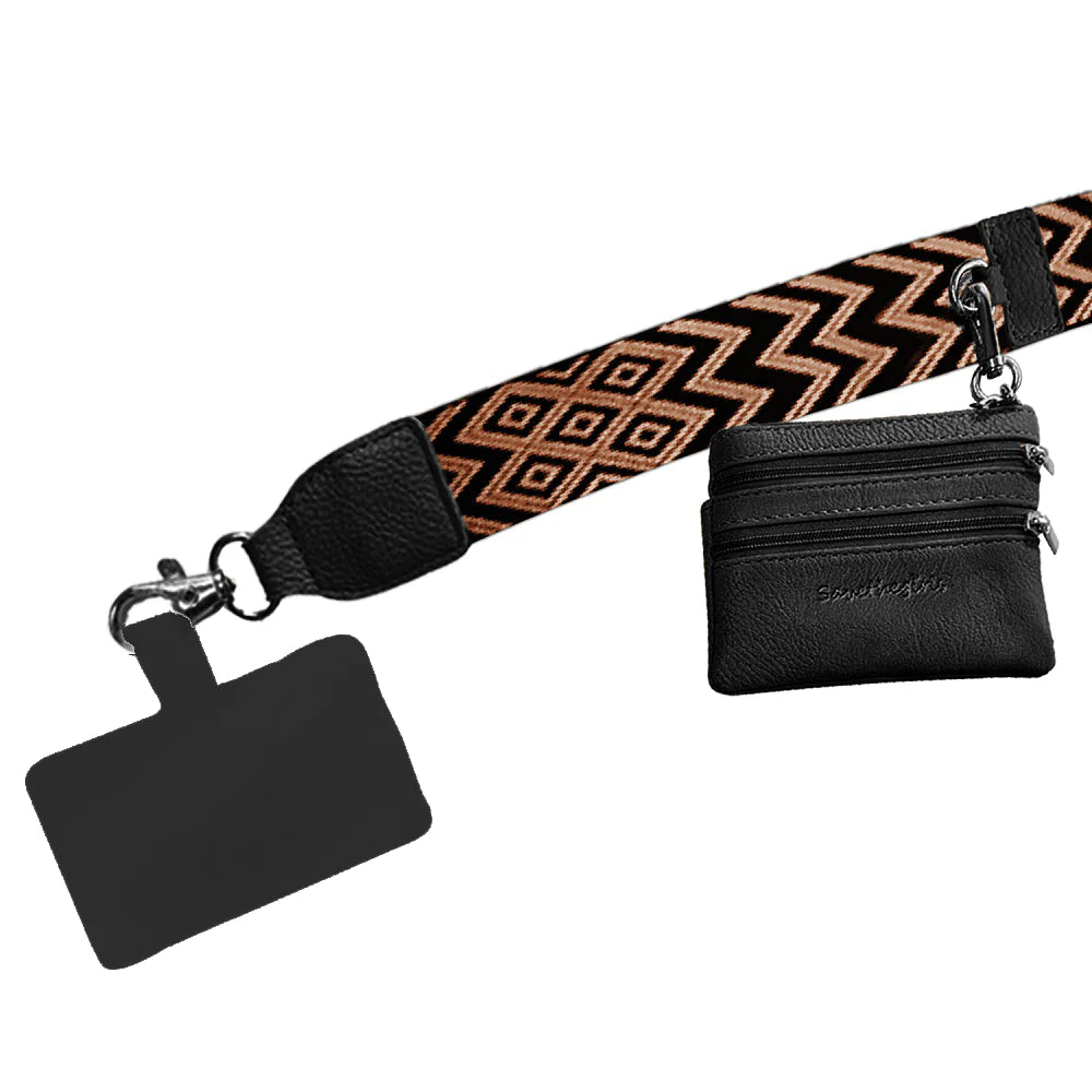 CLIP & GO STRAP WITH POUCH - CHEVRON COLLECTION - BROWN - A. Dodson's