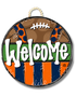 Navy/Orange Football 23 Inch Door Hanger