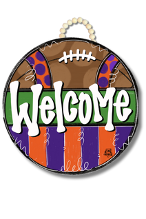 Orange/Purple Football 23 Inch Door Hanger