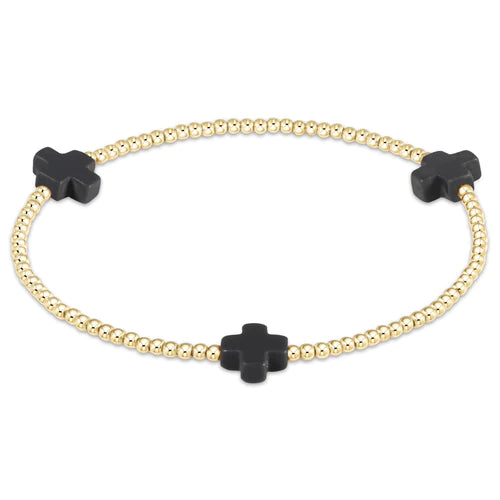 signature cross gold pattern 2mm bead bracelet - onyx by enewton - A. Dodson's