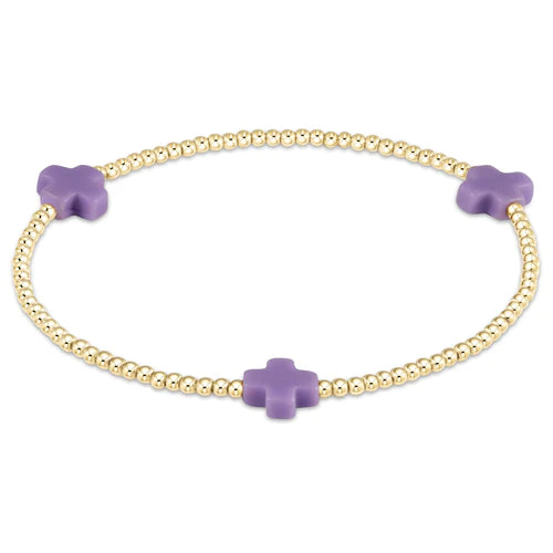 signature cross gold pattern 2mm bead bracelet - purple by enewton - A. Dodson's