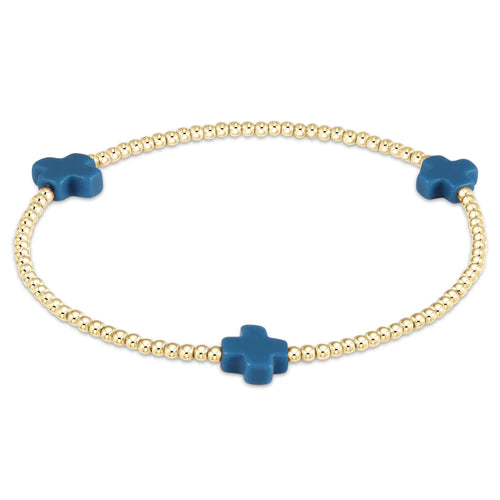 signature cross gold pattern 2mm bead bracelet - cobalt by enewton - A. Dodson's