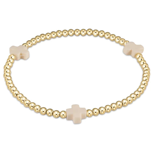 enewton extends signature cross gold pattern 3mm bead bracelet - off-white by enewton - A. Dodson's