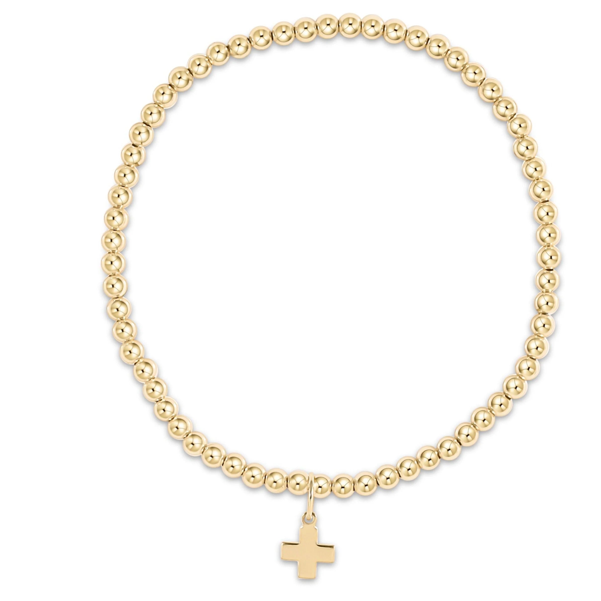 egirl classic gold 3mm bead bracelet signature cross charm by enewton - A. Dodson's