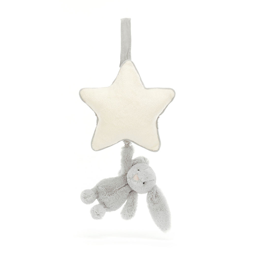 Bashful Silver Bunny Musical Pull By Jellycat