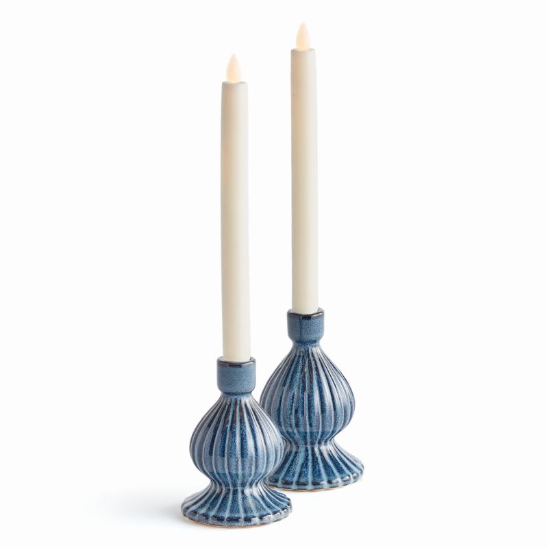 BLUE MELA TAPER HOLDERS SET OF 2 BY NAPA HOME & GARDEN - A. Dodson's