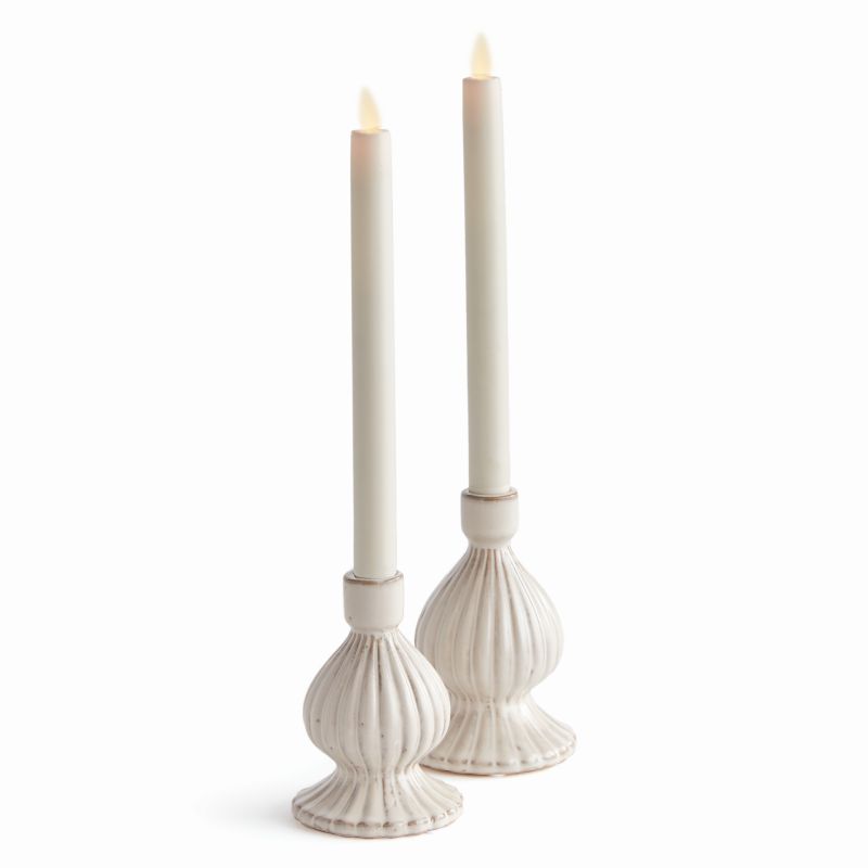 CREAM MELA TAPER HOLDERS SET OF 2 BY NAPA HOME & GARDEN - A. Dodson's