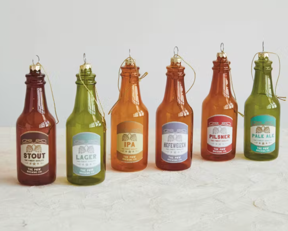 Glass Beer Bottle Ornaments - A. Dodson's