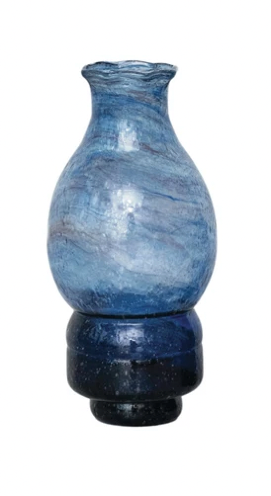 Blue Hand-Blown Recycled Glass Vases