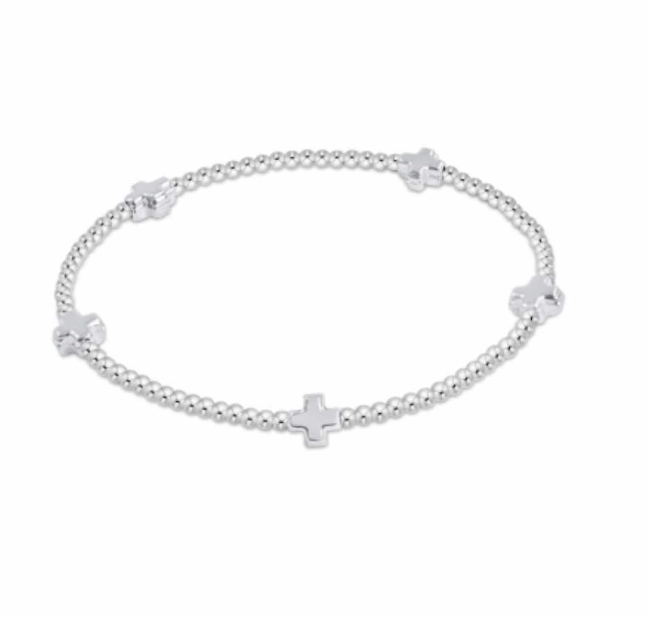 Signature Cross Small Sterling Pattern 2mm Bead Bracelet - Sterling by enewton