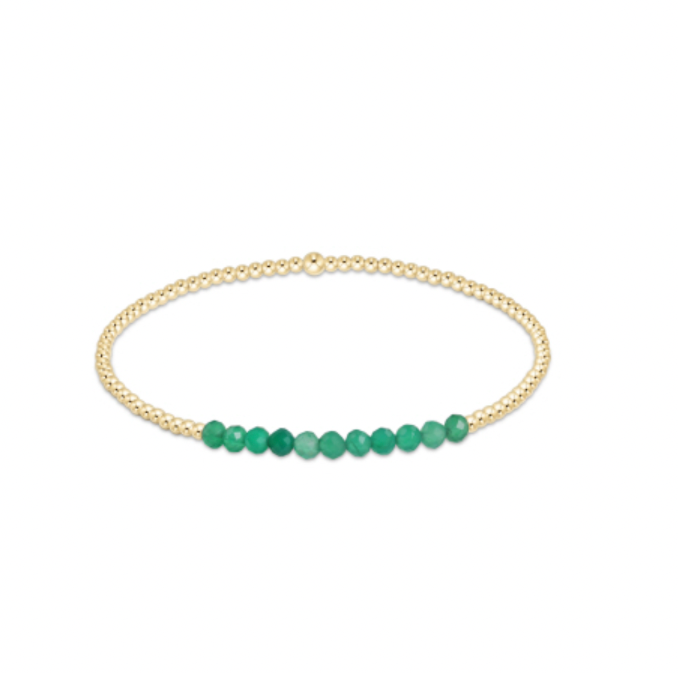 Gold Bliss 2mm Bead Bracelet - Green Onyx by enewton